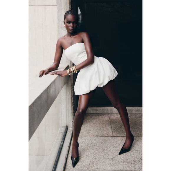 Meshki Clementina Strapless Bubble Mini Dress - M - Picture 3 of 6